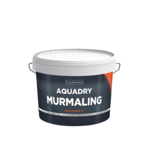 En malingsspand fra Jotun med teksten "DryTech Murmaling" og "Aquadry", står på en hvid baggrund.